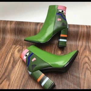 Green Artistic Ankle Boots